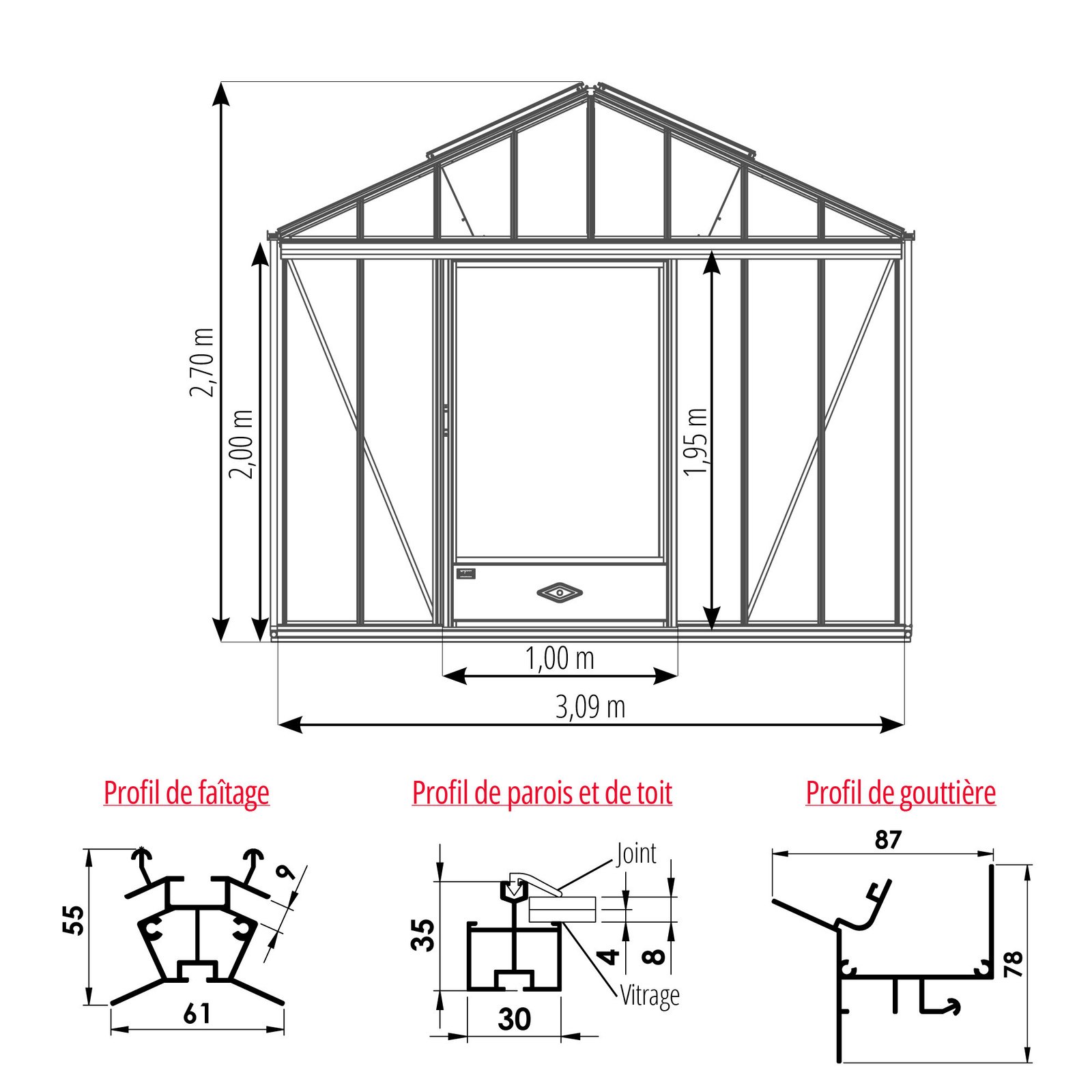 Invernadero Azura LUXIA Retro Ancho 3,09 m - Imagen 9