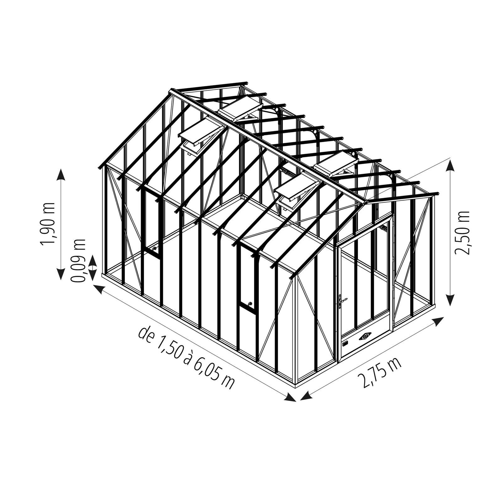 Invernadero auténtico, de 2,75 m de ancho, sobre una base de aluminio. - Imagen 10